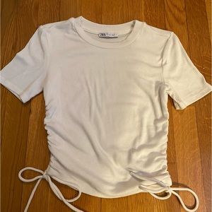 ZARA ribbed white tied top - SIZE S